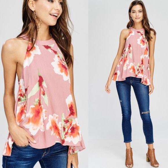 Last! Gina Floral Halter Top - Picture 2 of 3